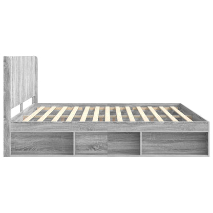 Struttura del letto con stoccaggio e testata Sonoma grigio | homemem39
