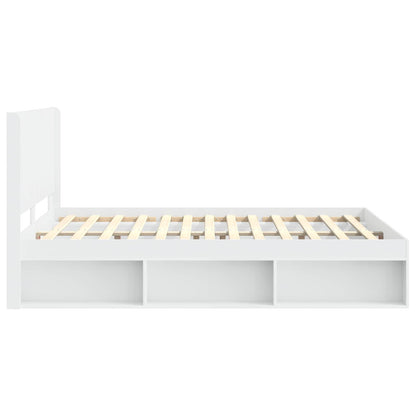 Struttura del letto con stoccaggio e testata Bianco | homemem39