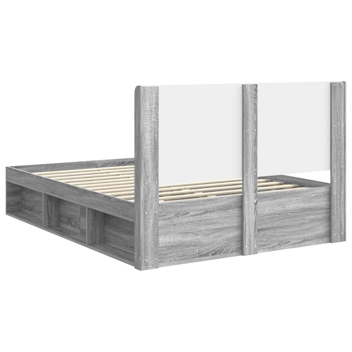 Struttura del letto con stoccaggio e testata Grigio Sonoma | homemem39