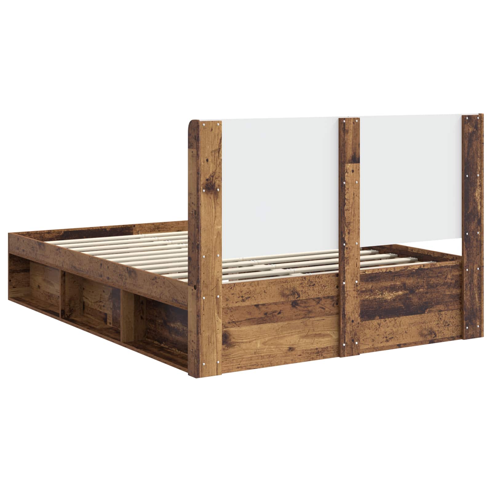 Struttura del letto con stoccaggio e testata Legno antico | homemem39