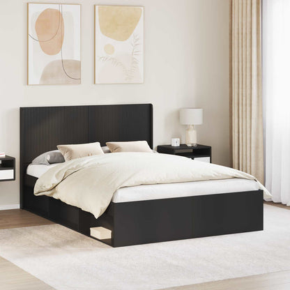 Struttura del letto con stoccaggio e testata Nero 140 x 200 cm | homemem39