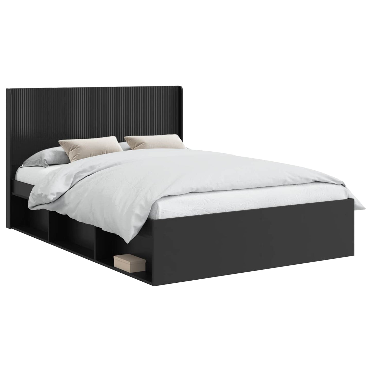 Struttura del letto con stoccaggio e testata Nero 140 x 200 cm | homemem39
