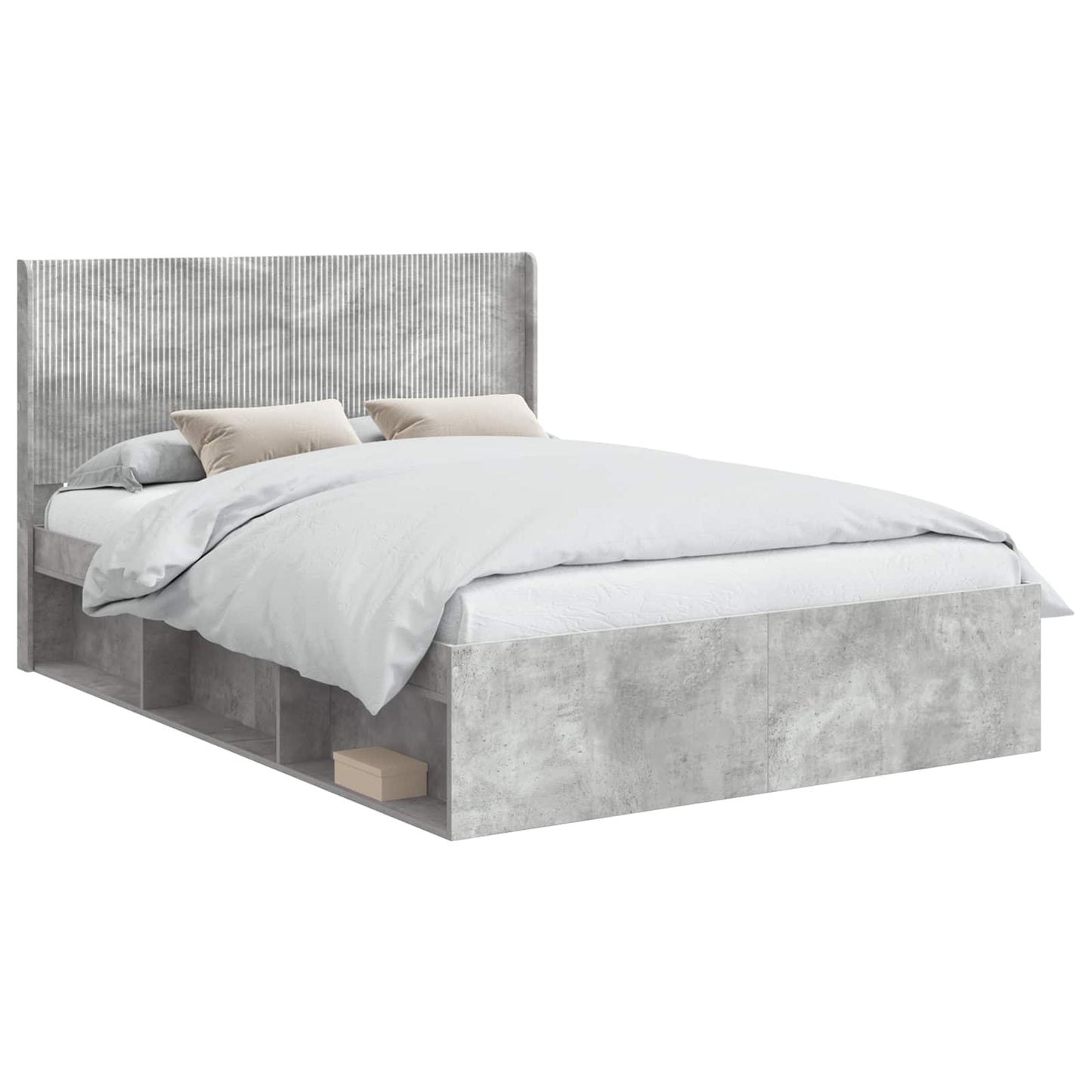 Struttura del letto con stoccaggio e testata Grigio Cemento | homemem39