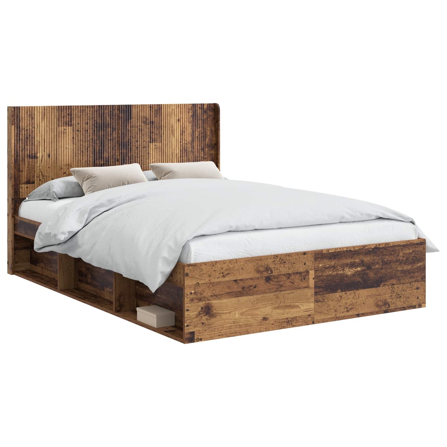 Struttura del letto con stoccaggio e testata Legno antico | homemem39