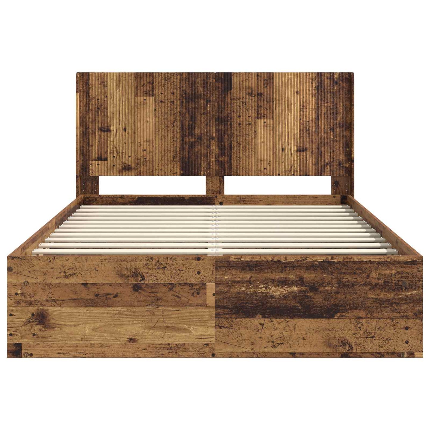 Struttura del letto con stoccaggio e testata Legno antico | homemem39
