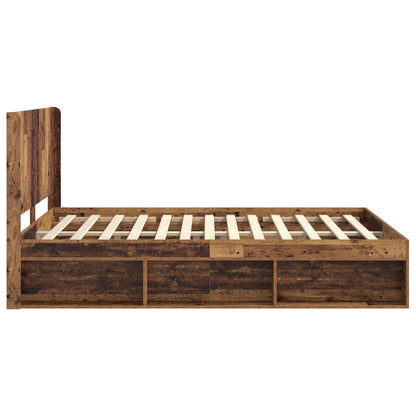 Struttura del letto con stoccaggio e testata Legno antico | homemem39