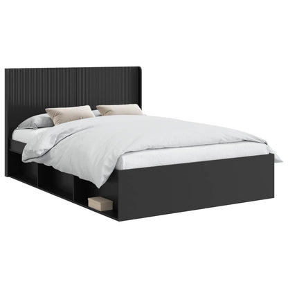 Struttura del letto con stoccaggio e testata Nero 120 x 200 cm | homemem39