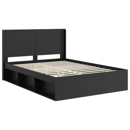 Struttura del letto con stoccaggio e testata Nero 120 x 200 cm | homemem39