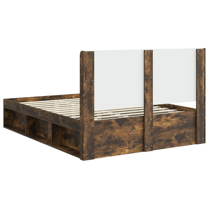 Struttura del letto con stoccaggio e testata Rovere Fumo | homemem39