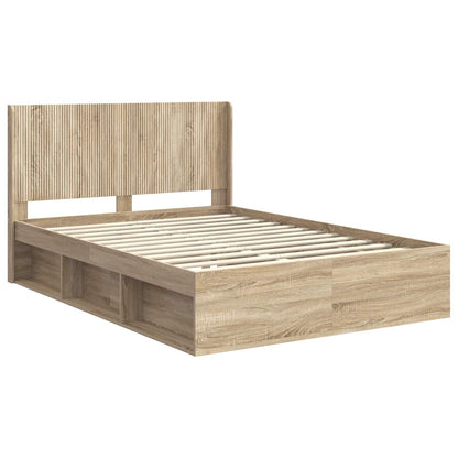 Struttura del letto con stoccaggio e testata Rovere Sonoma | homemem39