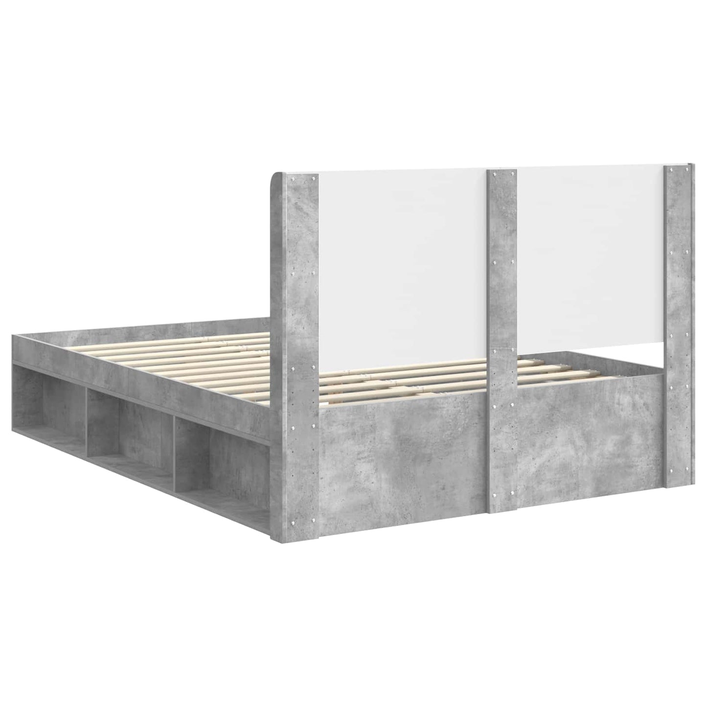 Struttura del letto con stoccaggio e testata Grigio Cemento | homemem39