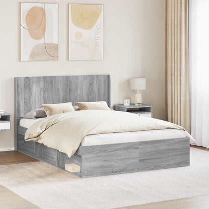 Struttura del letto con stoccaggio e testata Sonoma grigio