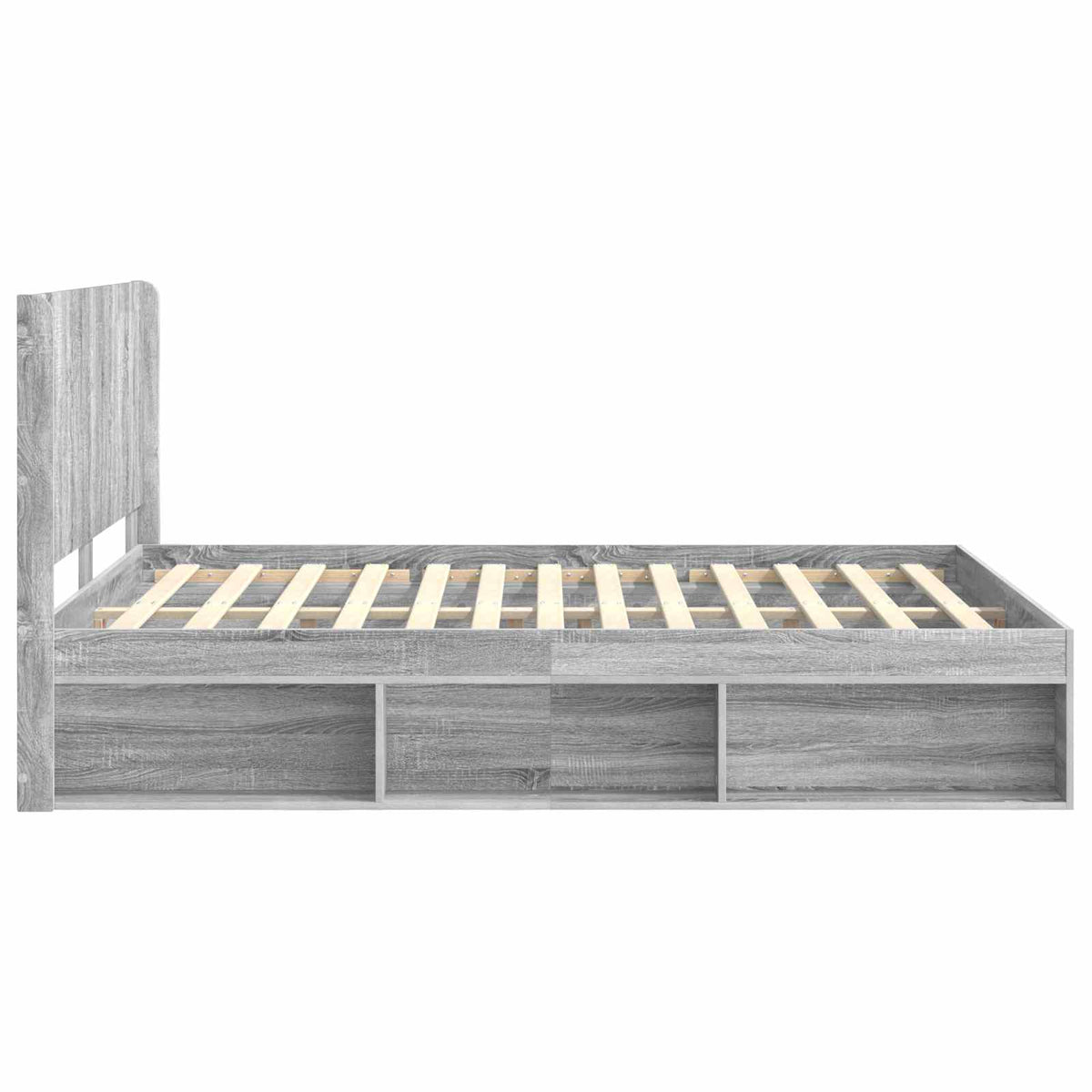 Struttura del letto con stoccaggio e testata Sonoma grigio