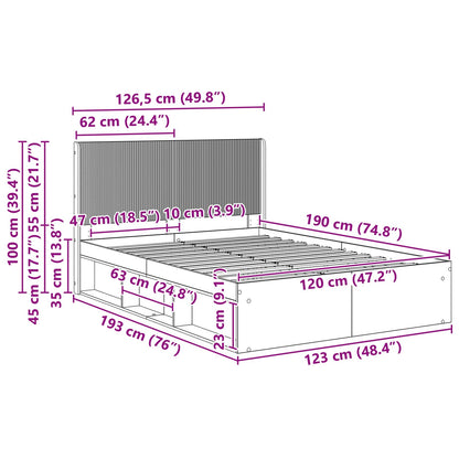 Struttura del letto con stoccaggio e testata Legno antico | homemem39