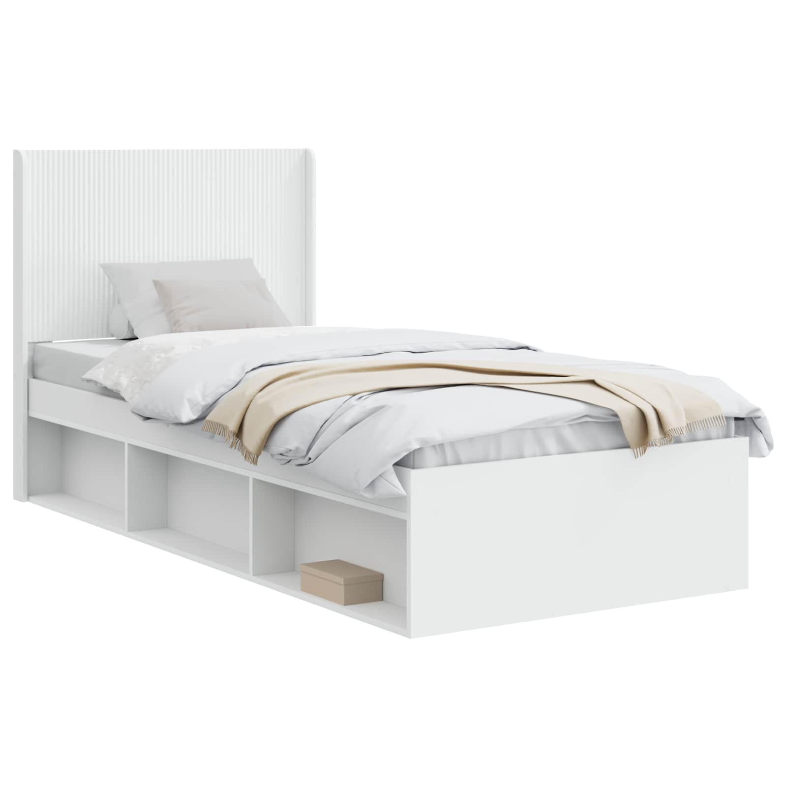 Struttura del letto con stoccaggio e testata Bianco | homemem39