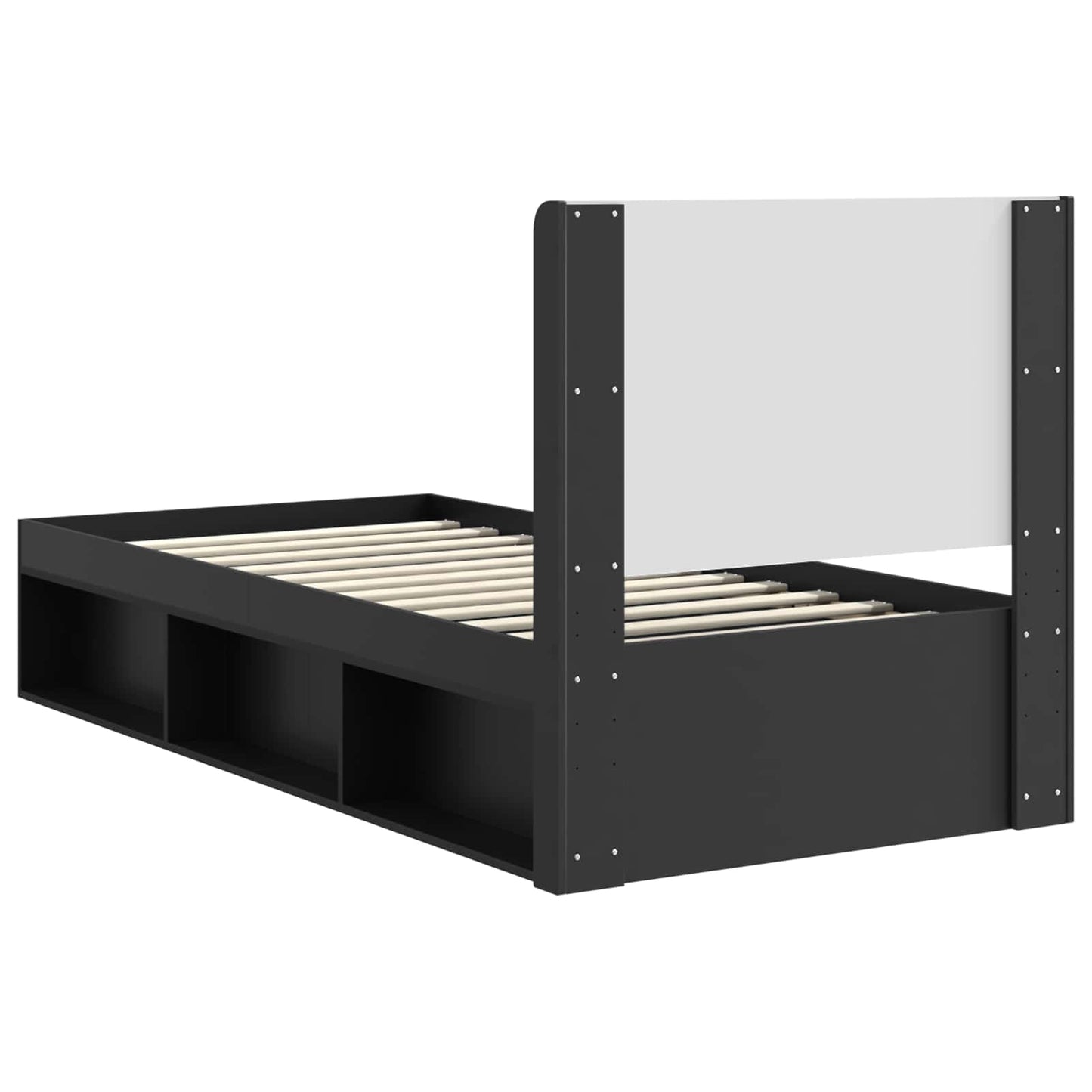 Struttura del letto con stoccaggio e testata Nero 100 x 200 cm | homemem39