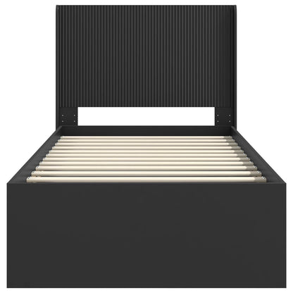 Struttura del letto con stoccaggio e testata Nero 100 x 200 cm | homemem39