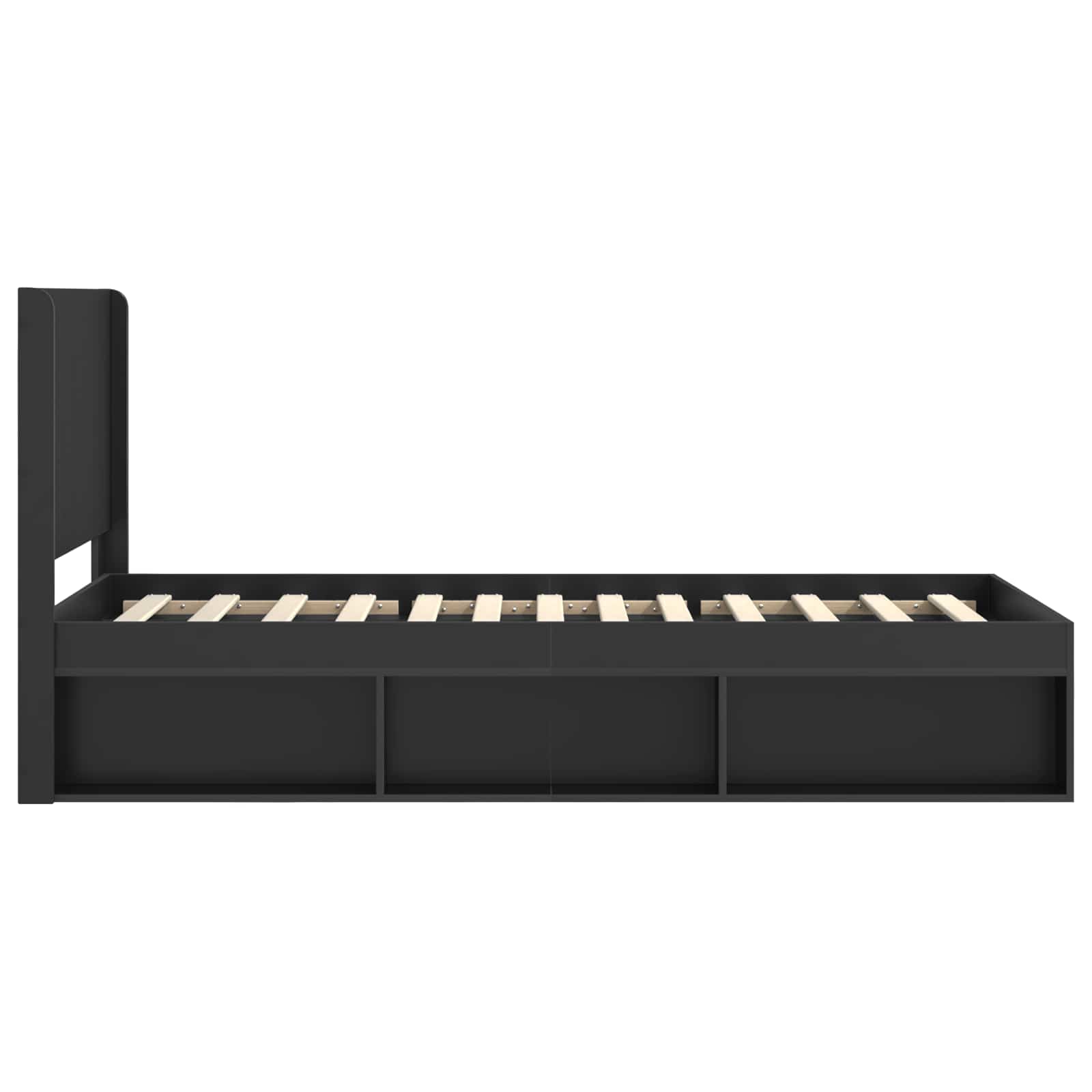 Struttura del letto con stoccaggio e testata Nero 100 x 200 cm | homemem39
