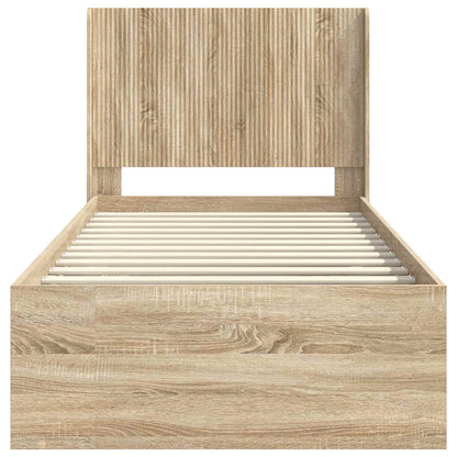 Struttura del letto con stoccaggio e testata Rovere Sonoma | homemem39