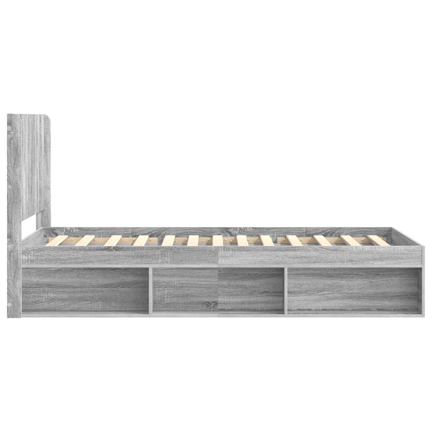 Struttura del letto con stoccaggio e testata Sonoma grigio | homemem39