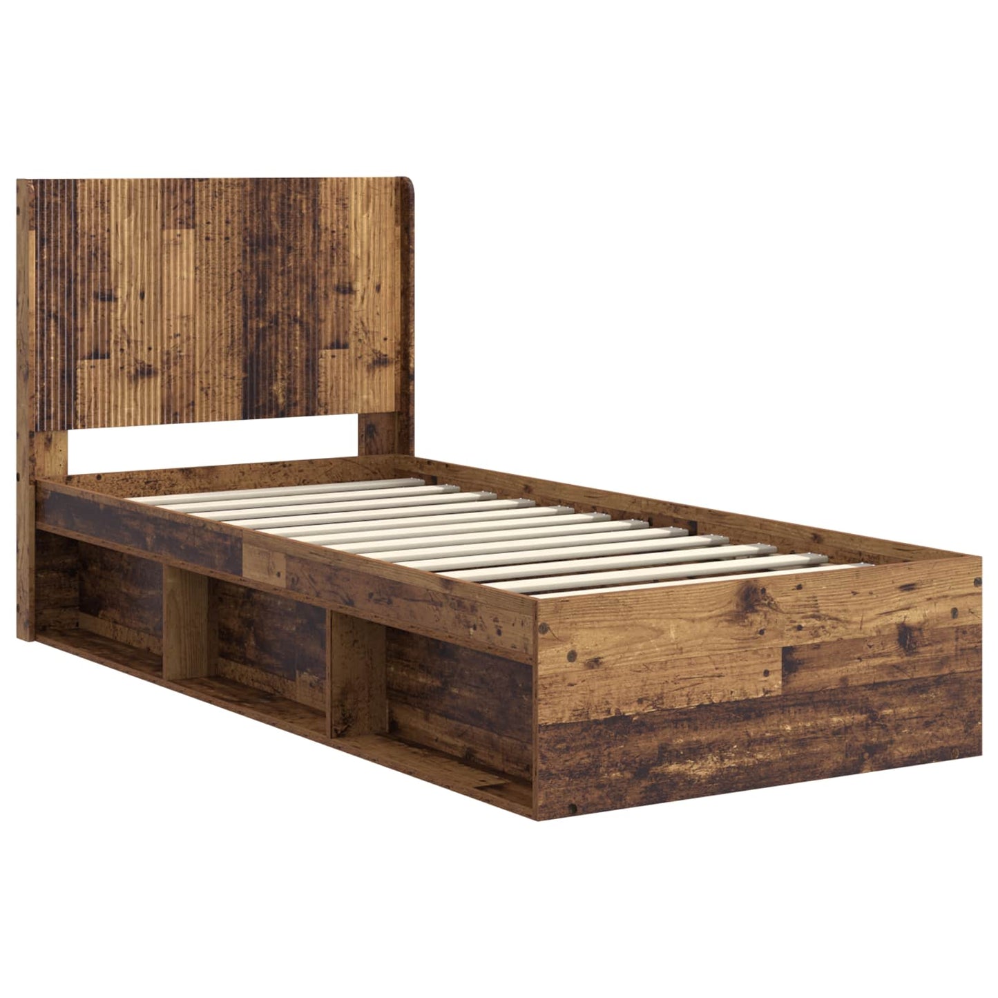 Struttura del letto con stoccaggio e testata Legno antico | homemem39