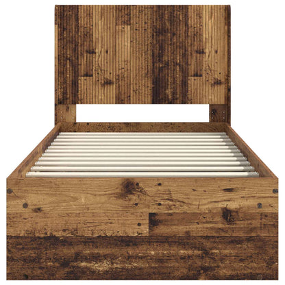 Struttura del letto con stoccaggio e testata Legno antico | homemem39