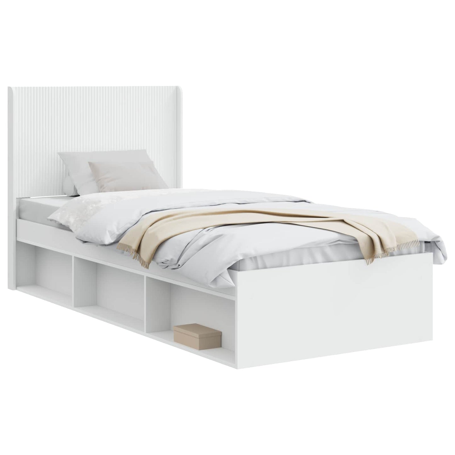 Struttura del letto con stoccaggio e testata Bianco 90 x 200 cm | homemem39