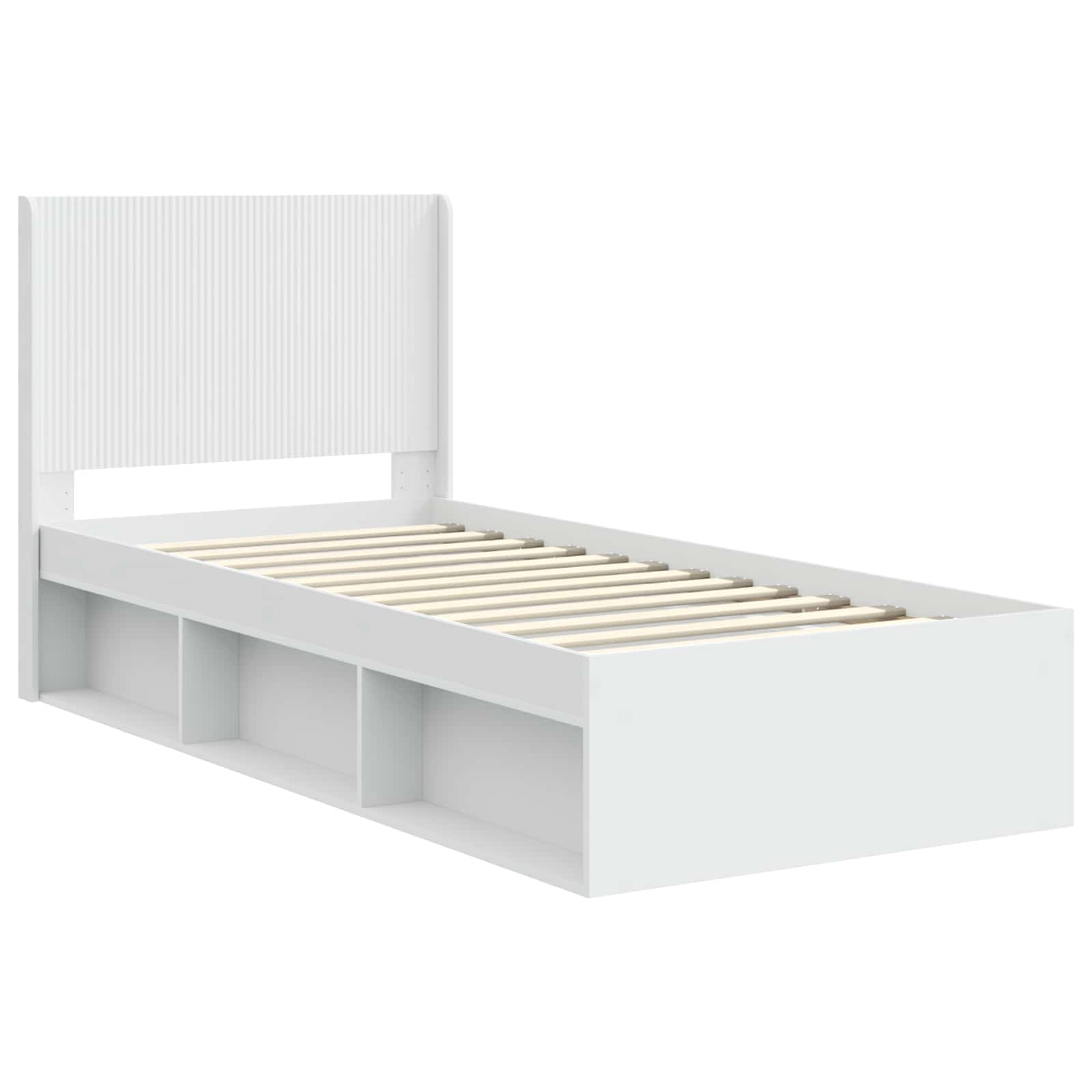 Struttura del letto con stoccaggio e testata Bianco 90 x 200 cm | homemem39