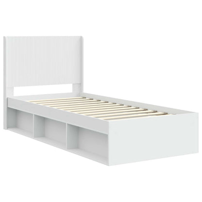 Struttura del letto con stoccaggio e testata Bianco 90 x 200 cm | homemem39