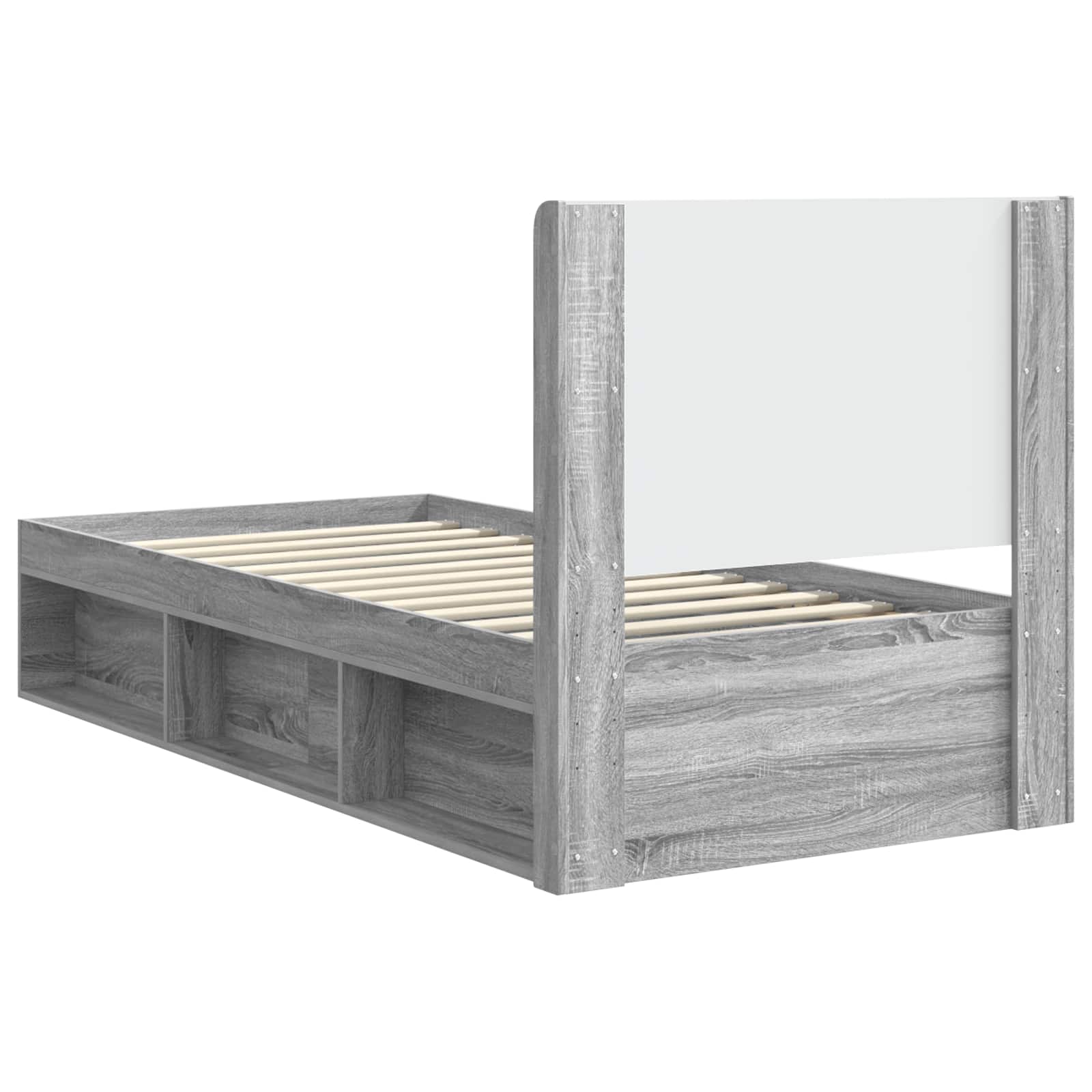 Struttura del letto con stoccaggio e testata Grigio Sonoma | homemem39