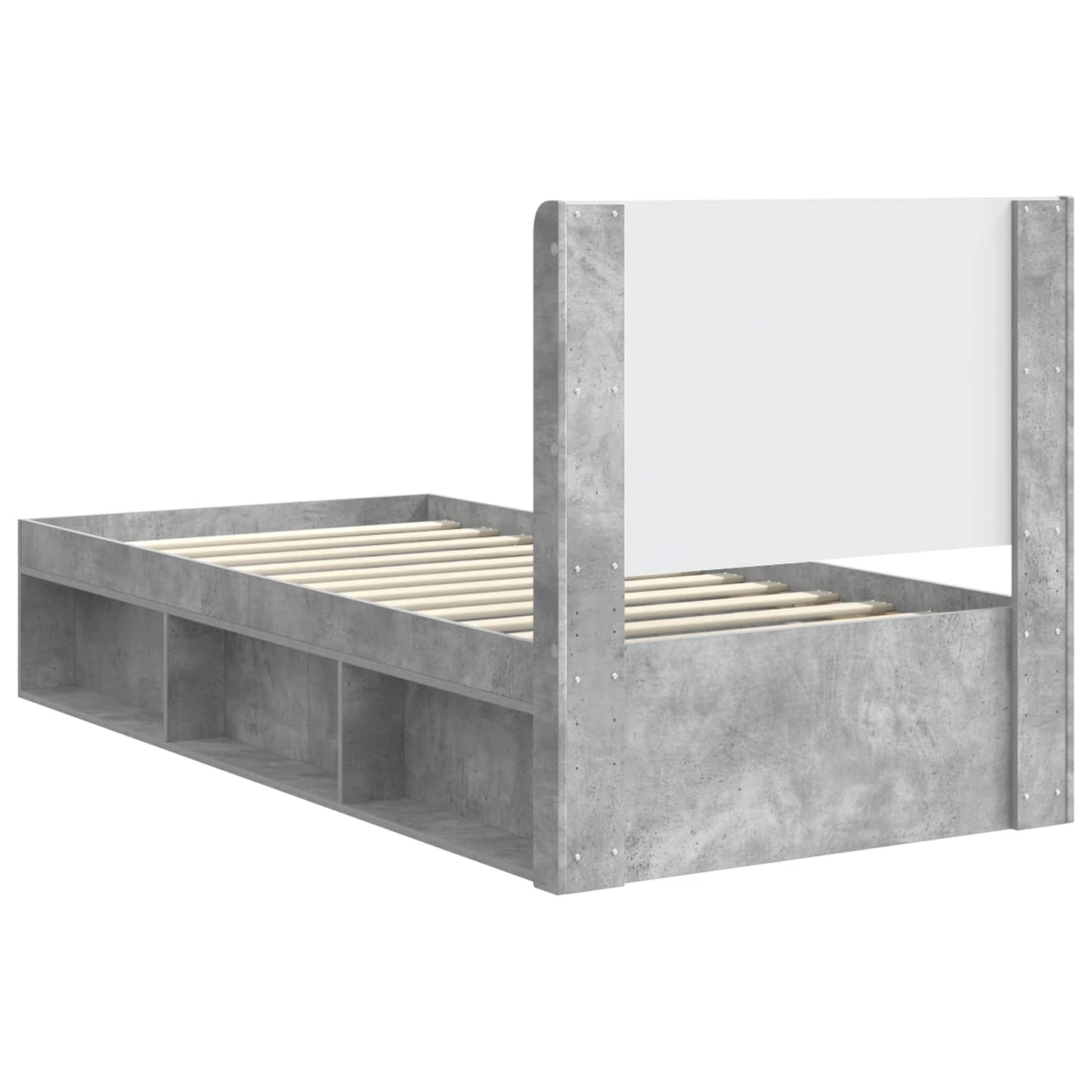 Struttura del letto con stoccaggio e testata Grigio Cemento | homemem39