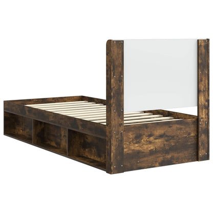 Struttura del letto con stoccaggio e testata Rovere Fumo | homemem39