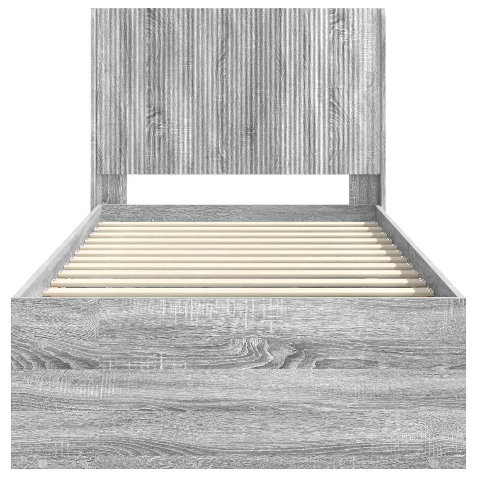 Struttura del letto con stoccaggio e testata Grigio Sonoma | homemem39