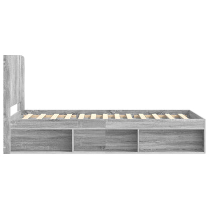 Struttura del letto con stoccaggio e testata Grigio Sonoma | homemem39