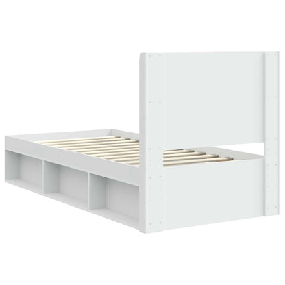Struttura del letto con stoccaggio e testata Bianco 75 x 190 cm | homemem39