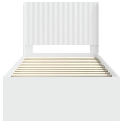 Struttura del letto con stoccaggio e testata Bianco 75 x 190 cm | homemem39