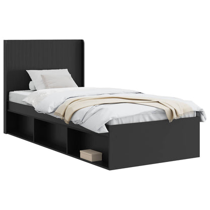 Struttura del letto con stoccaggio e testata Nero 75 x 190 cm | homemem39