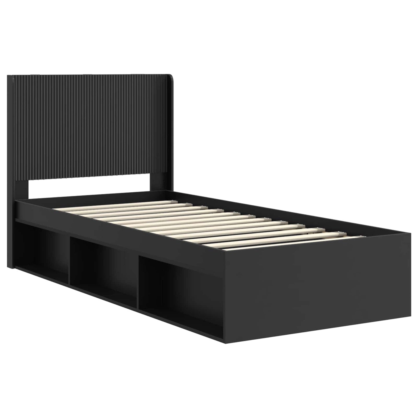 Struttura del letto con stoccaggio e testata Nero 75 x 190 cm | homemem39