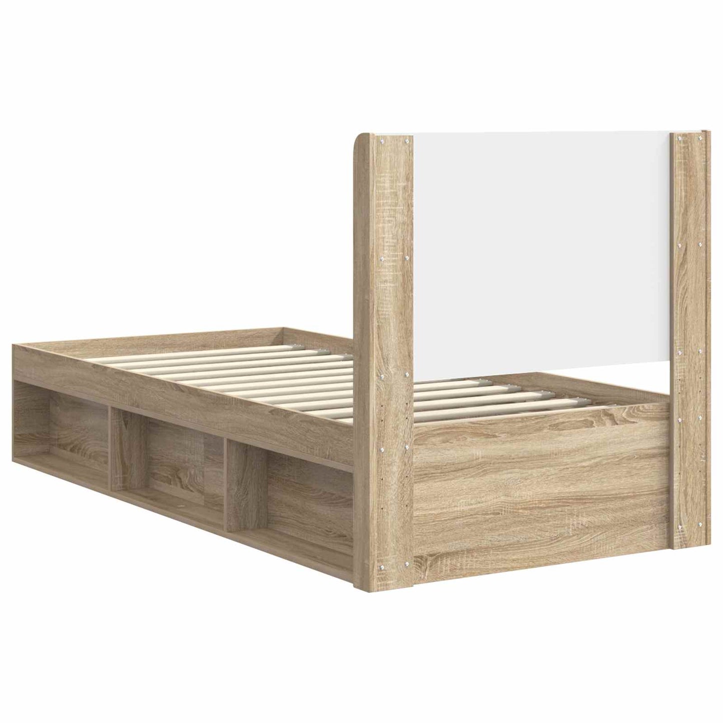 Struttura del letto con stoccaggio e testata Rovere Sonoma | homemem39