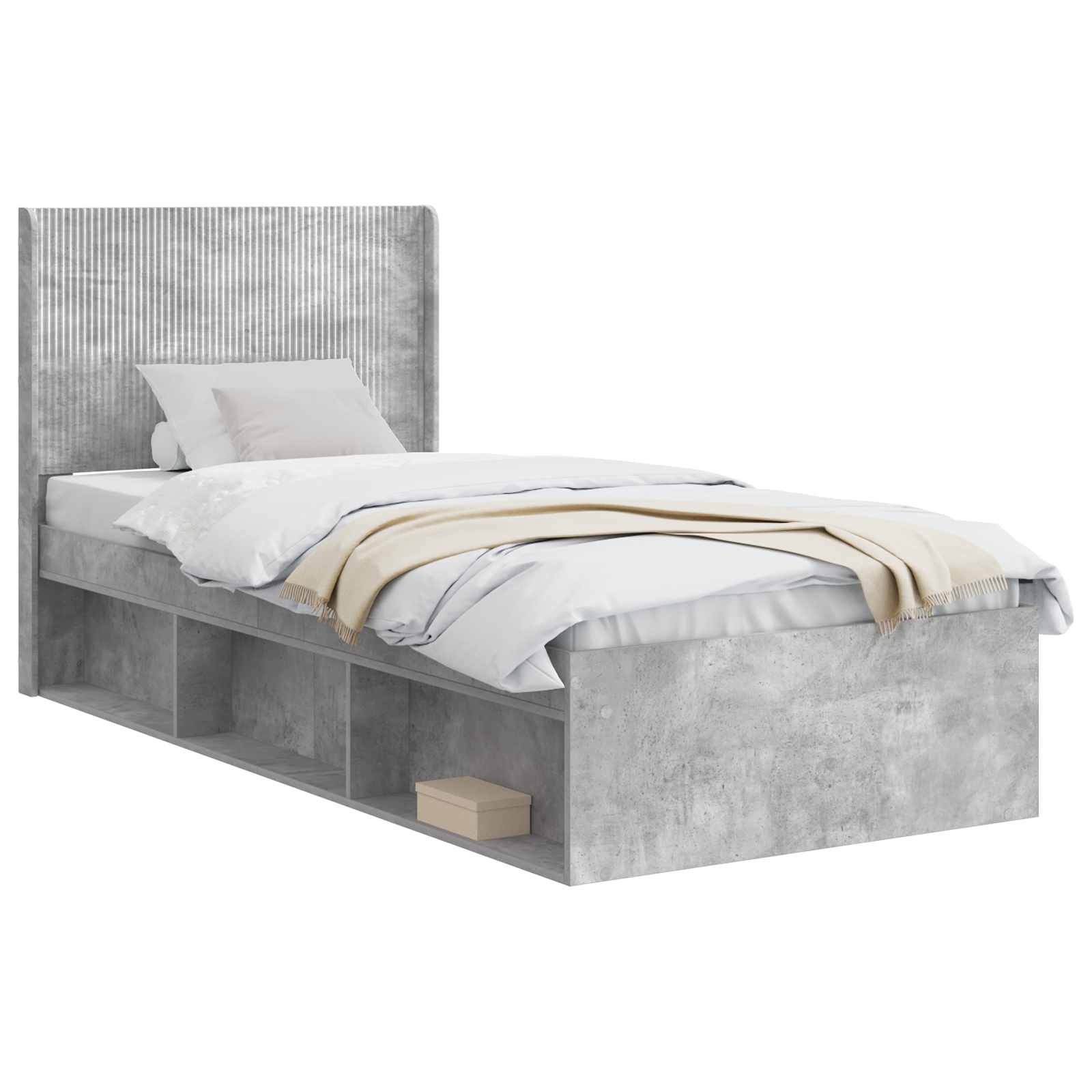 Struttura del letto con stoccaggio e testata Grigio Cemento | homemem39