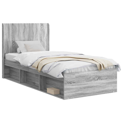 Struttura del letto con stoccaggio e testata Sonoma grigio | homemem39