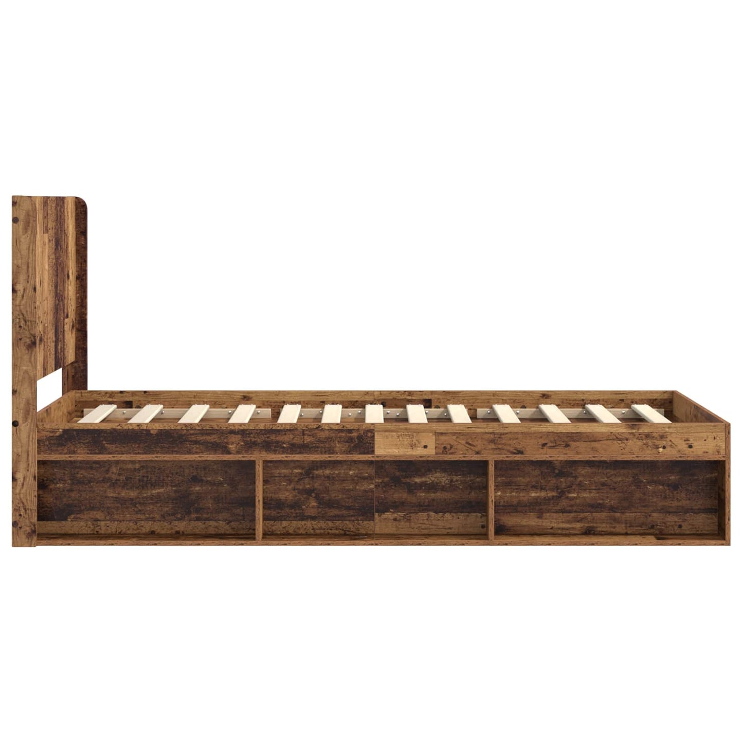 Struttura del letto con stoccaggio e testata Legno antico | homemem39