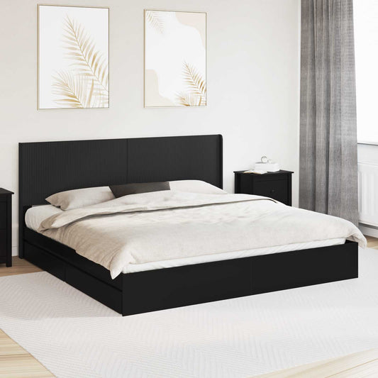 Struttura del letto con stoccaggio e testata Nero 200 x 200 cm | homemem39
