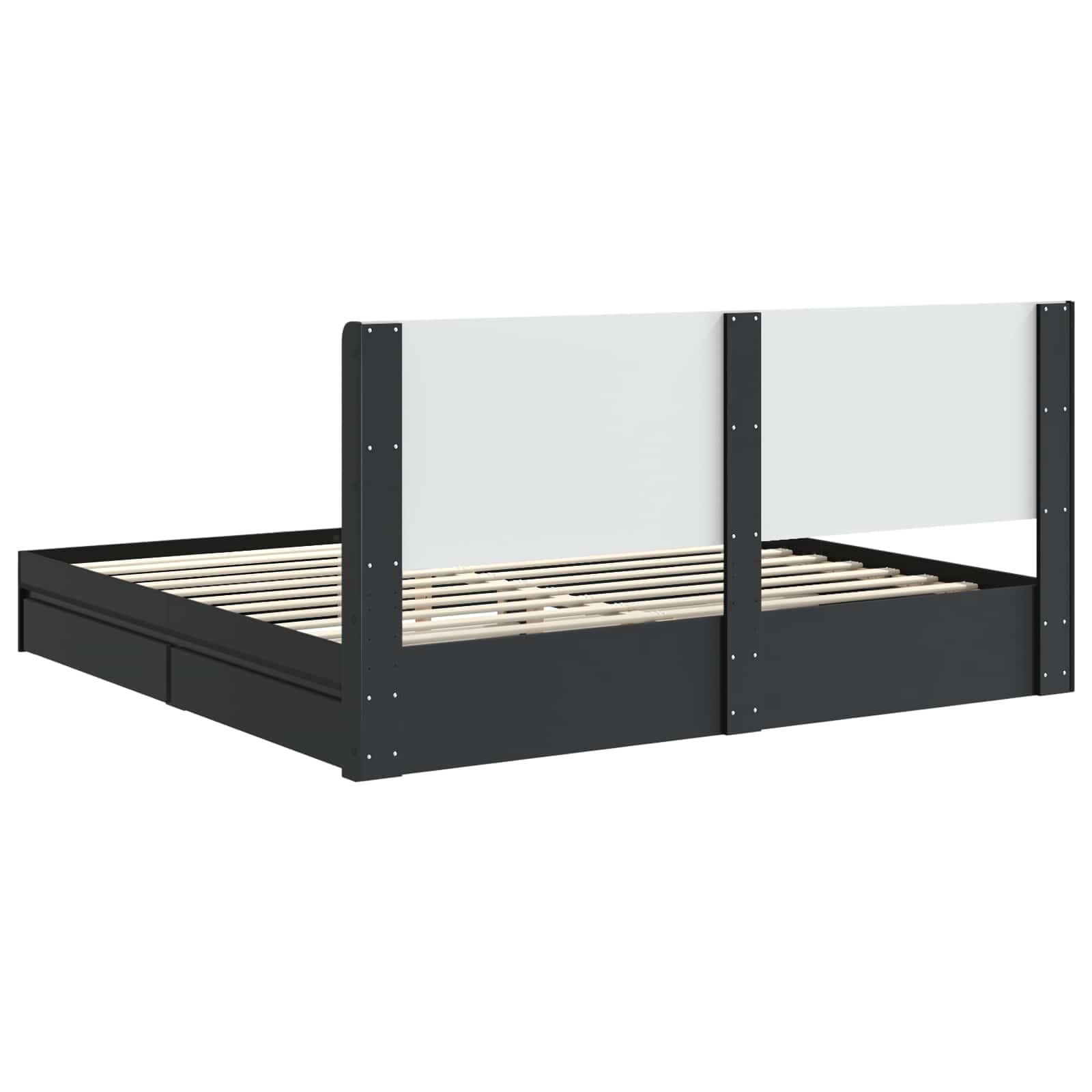 Struttura del letto con stoccaggio e testata Nero 200 x 200 cm | homemem39
