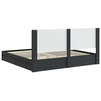 Struttura del letto con stoccaggio e testata Nero 200 x 200 cm | homemem39