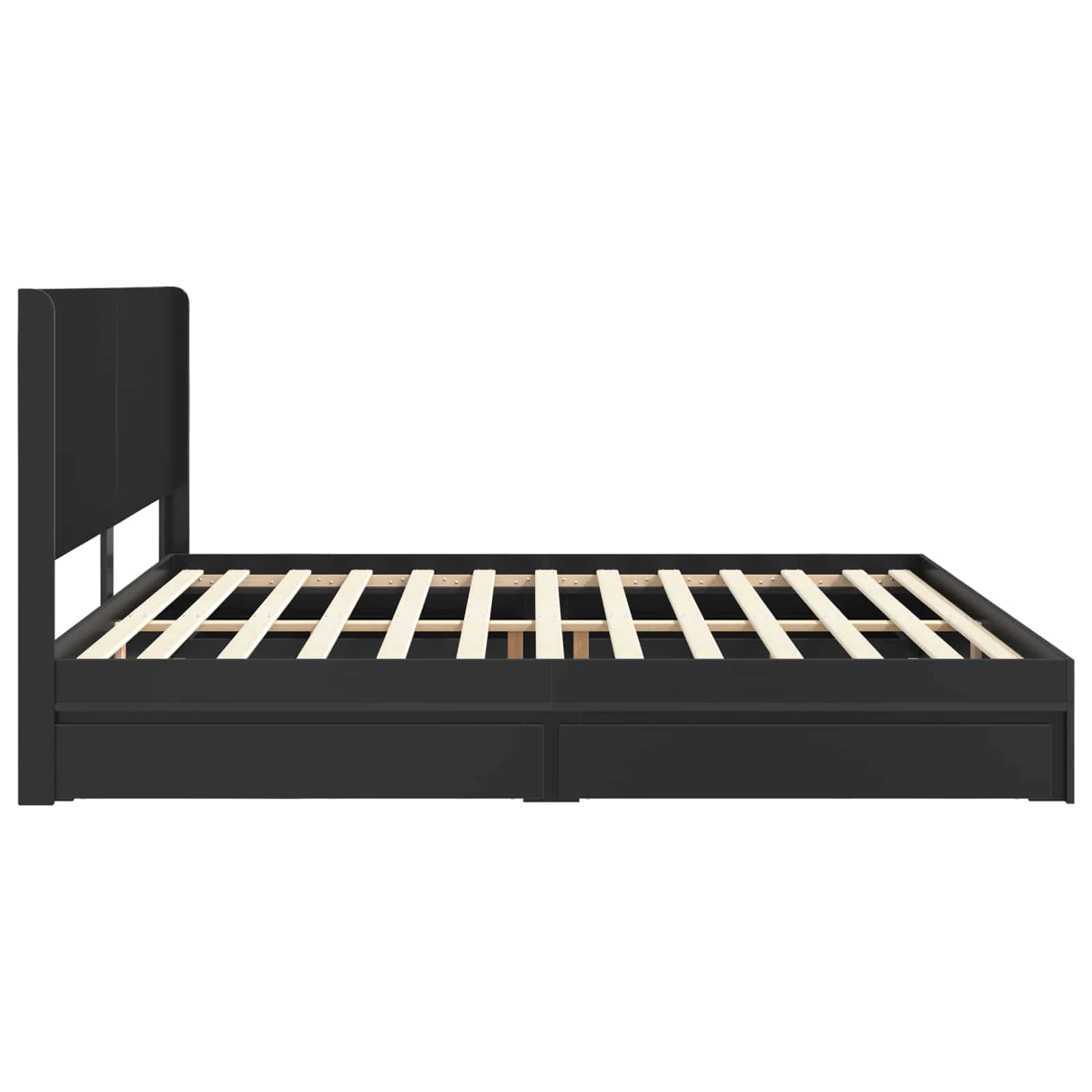 Struttura del letto con stoccaggio e testata Nero 200 x 200 cm | homemem39