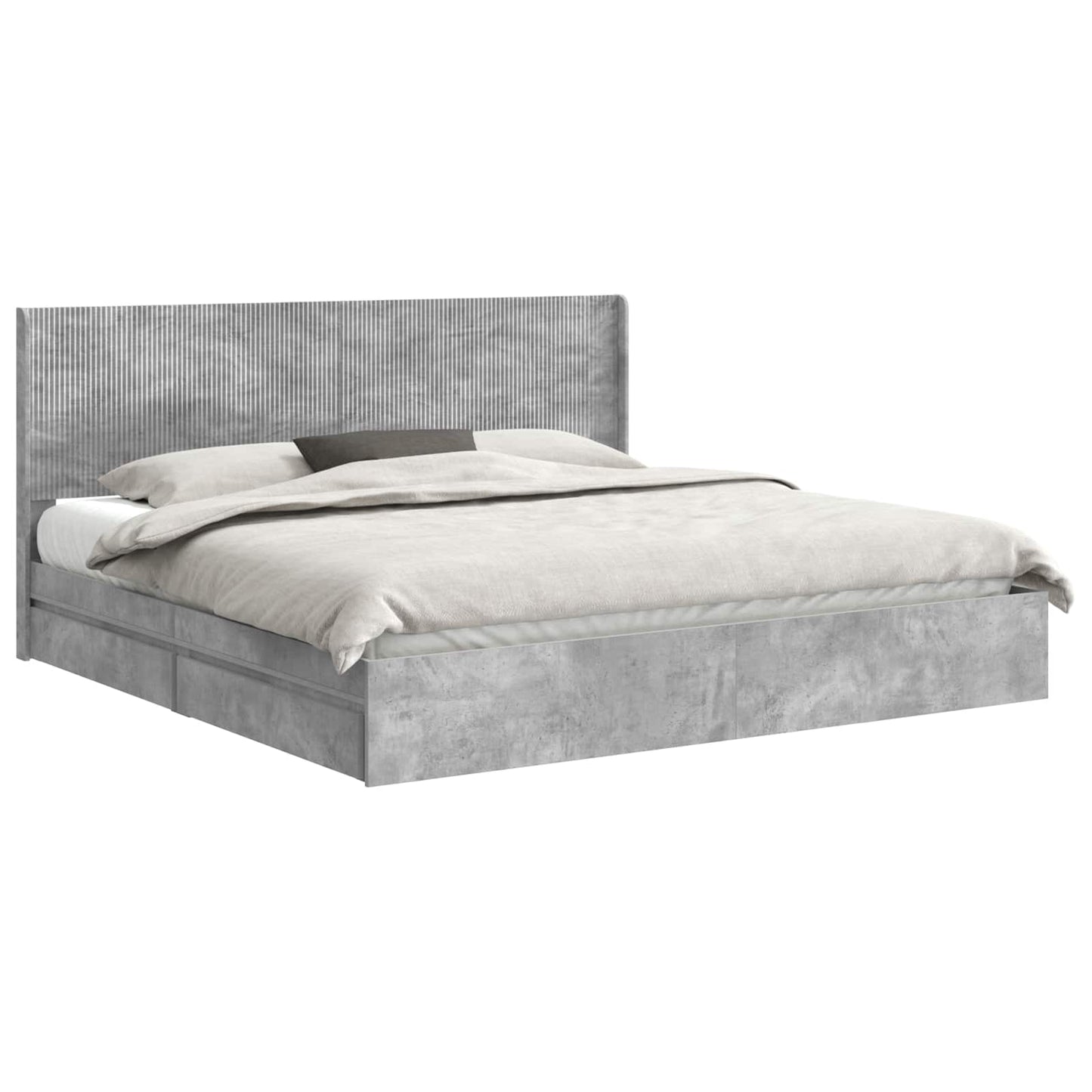 Struttura del letto con stoccaggio e testata Grigio Cemento | homemem39