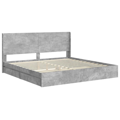 Struttura del letto con stoccaggio e testata Grigio Cemento | homemem39