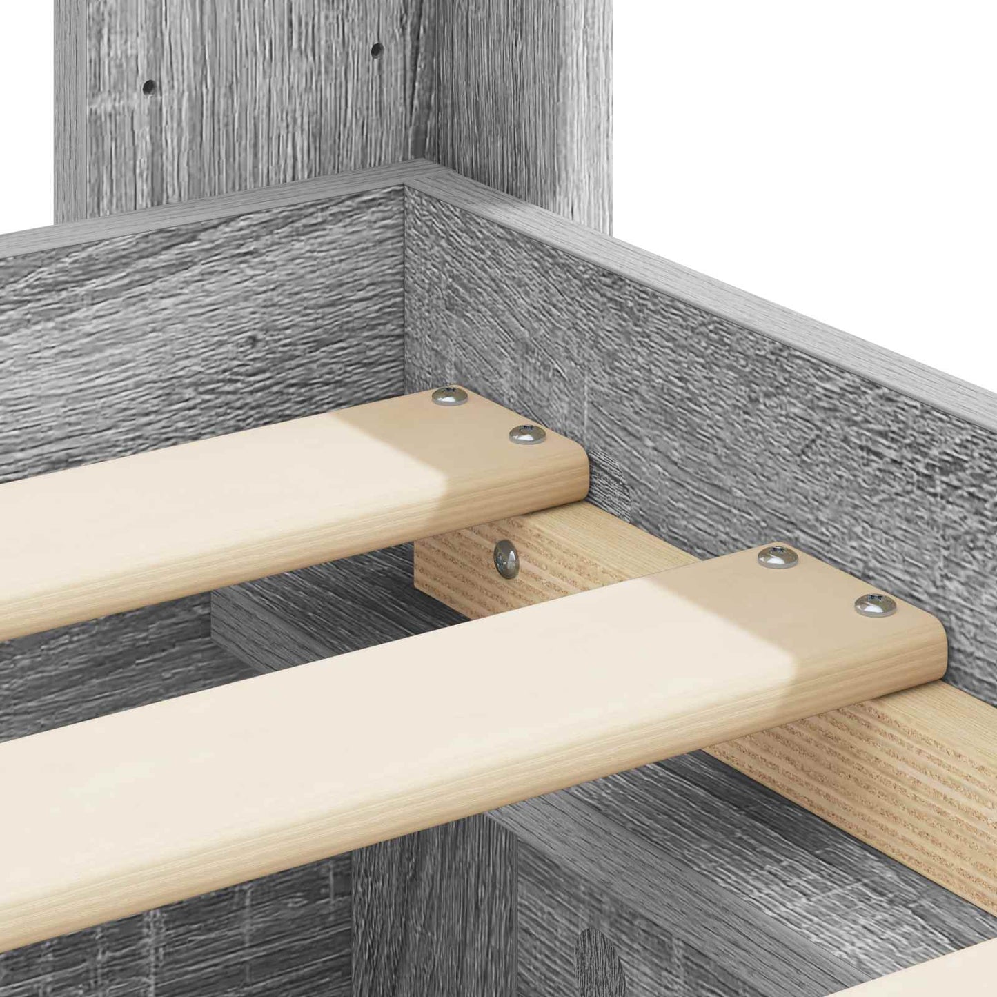 Struttura del letto con stoccaggio e testata Grigio Sonoma | homemem39
