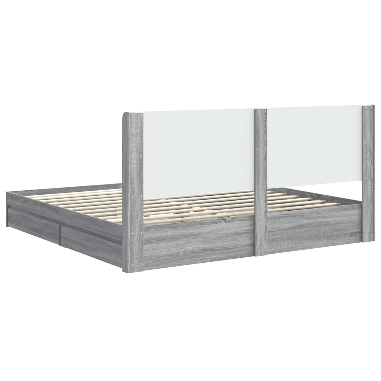 Struttura del letto con stoccaggio e testata Grigio Sonoma | homemem39
